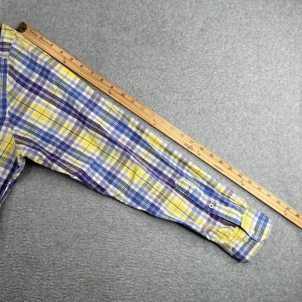 Banana Republic Shirt Slim Plaid Colorful Button Up Long Sleeve Mens XL *SEE
